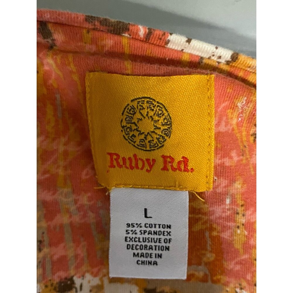 Ruby Rd Womens Size L Top 3/4 Sleeve V-Neck Button Decor - Picture 4 of 10